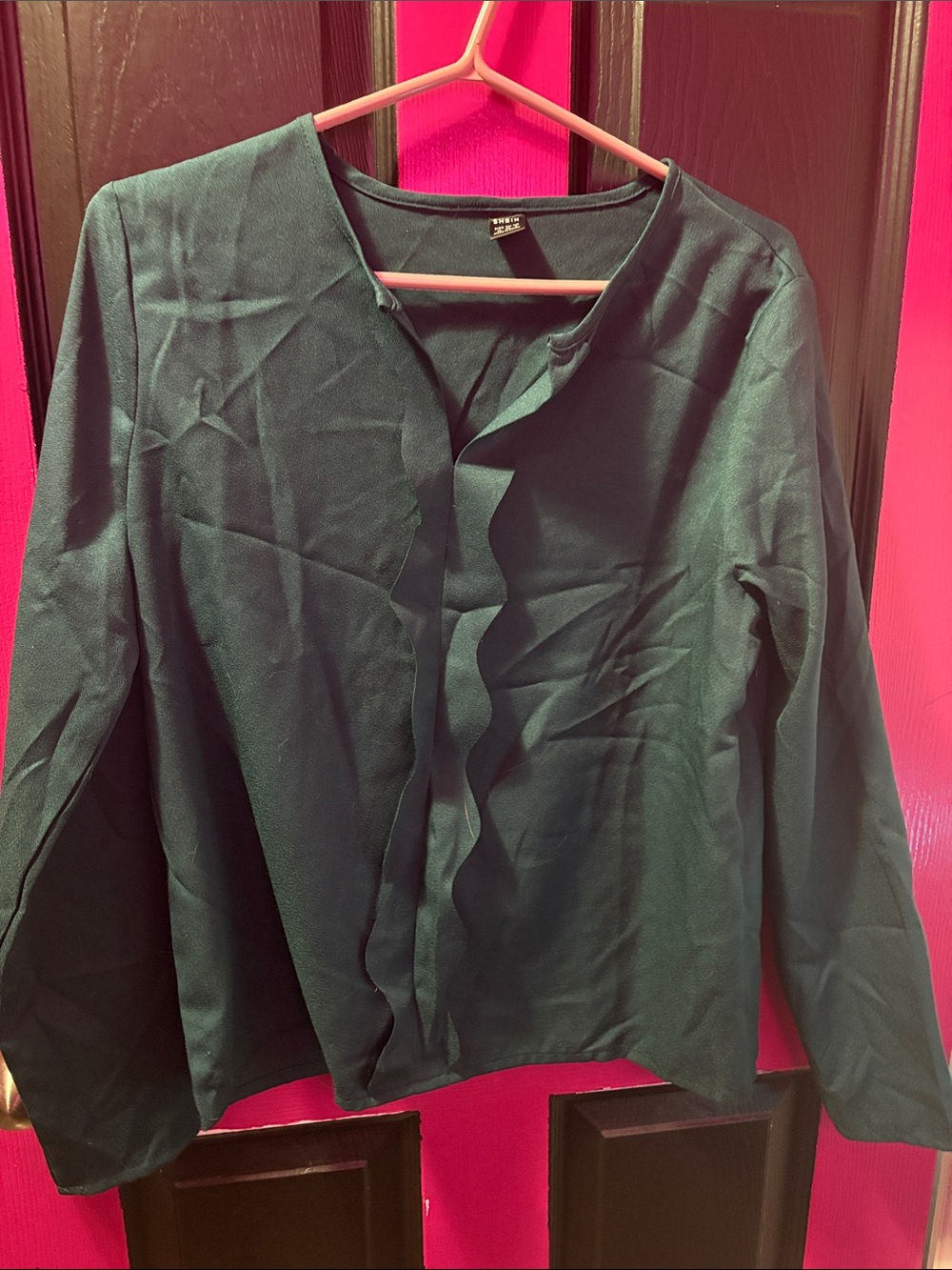 Women’s Dark Green Ruffle Front Top